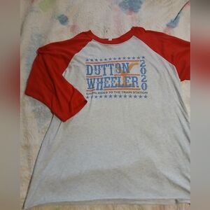 Dutton Wheeler2020, Red and White Graphic Raglan T-Shirt.sz.XL‎
